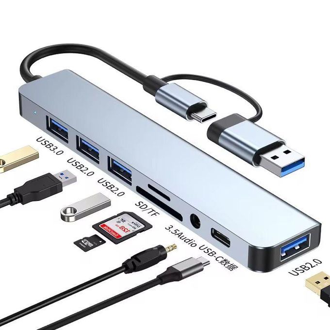 ADAPTATEUR HAYSENSER HUB TYPE C TO 8 SORTIES ( usb hdmi)